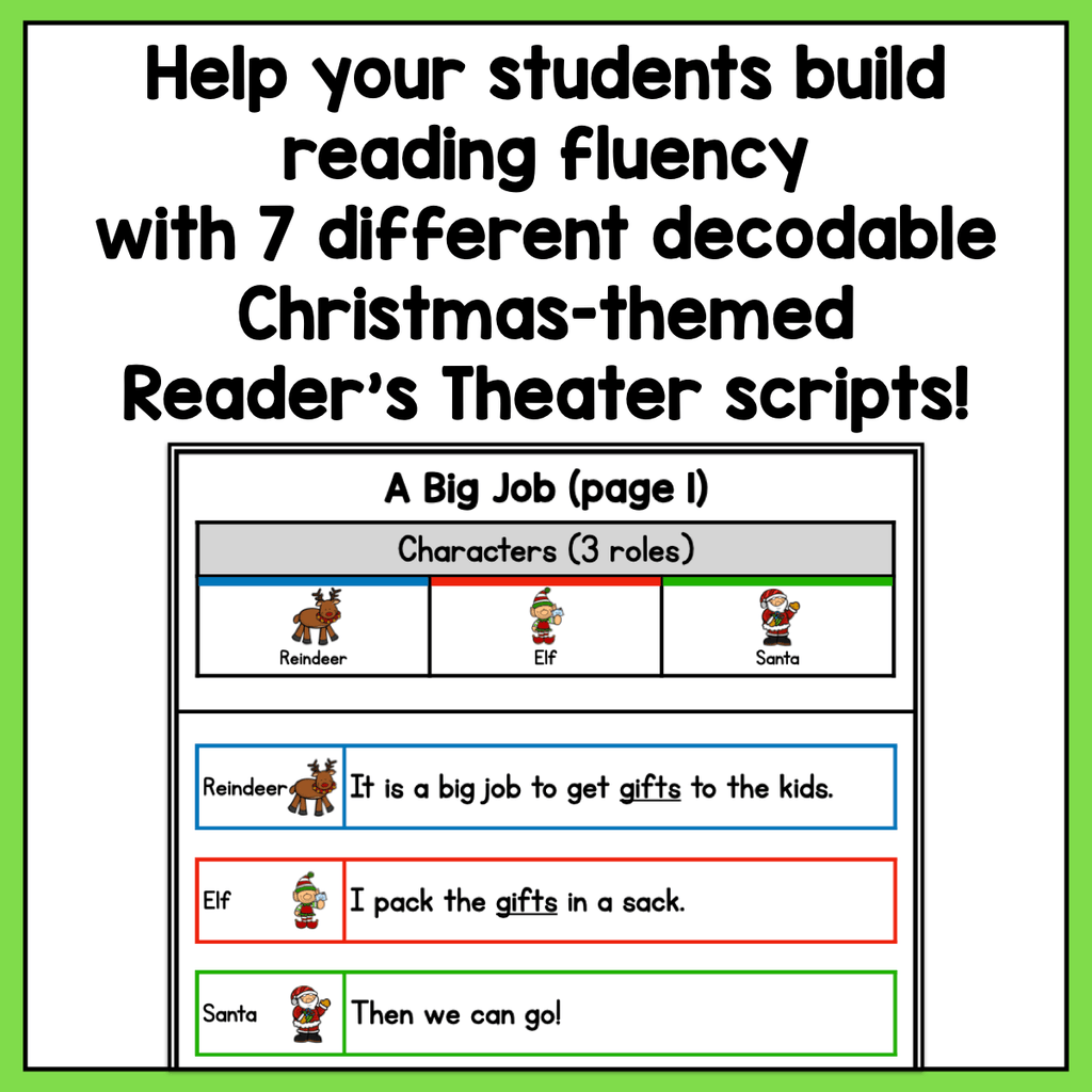 Decodable Christmas Reader's Theater Play Scripts for Kindergarten | S ...