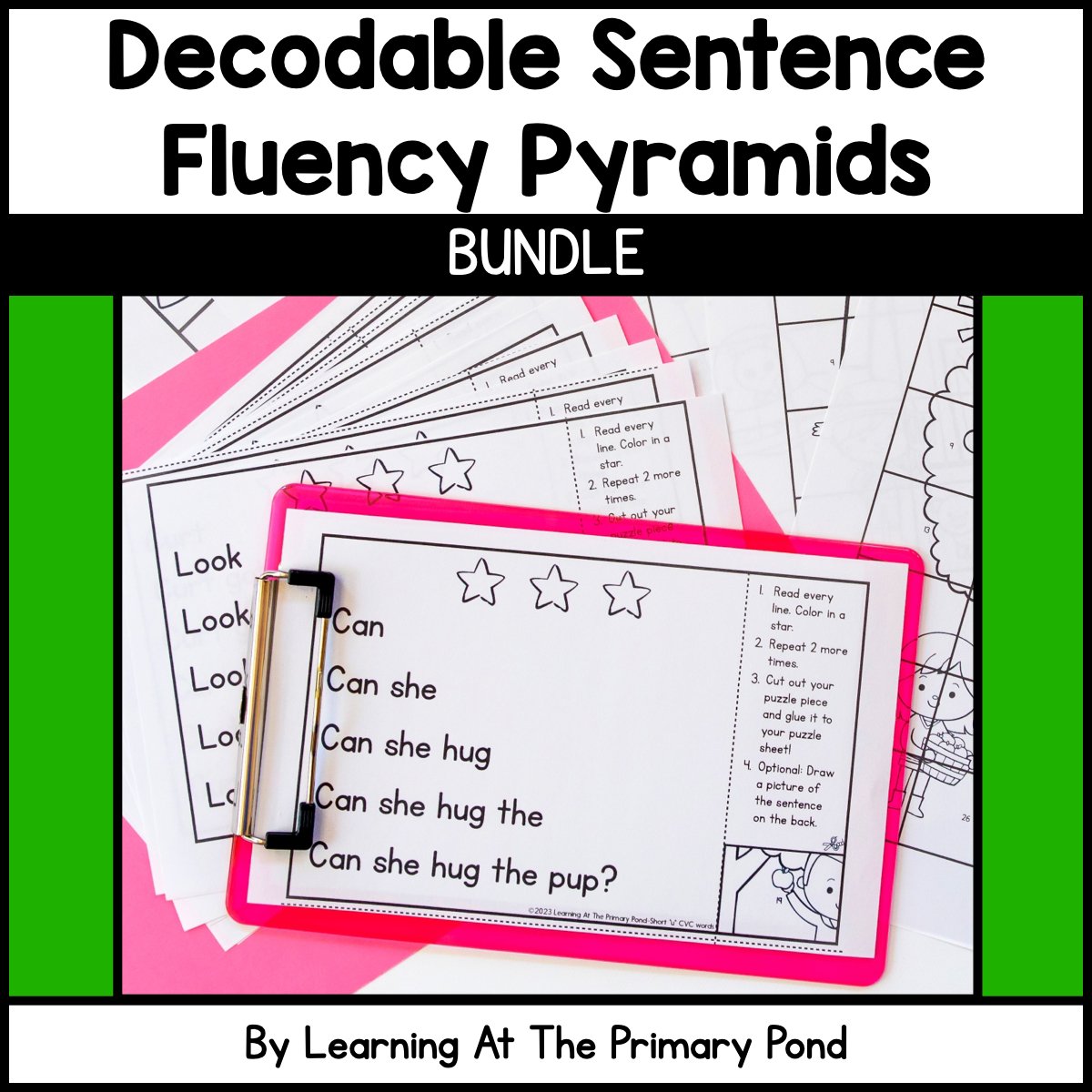 Decodable Sentence Fluency Pyramids | BUNDLE - learning-at-the-primary-pond