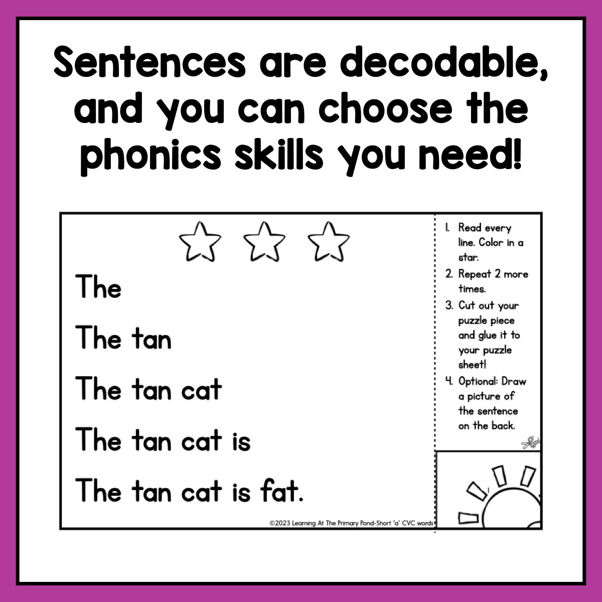 Decodable Sentence Fluency Pyramids | CVC Set – learning-at-the-primary 