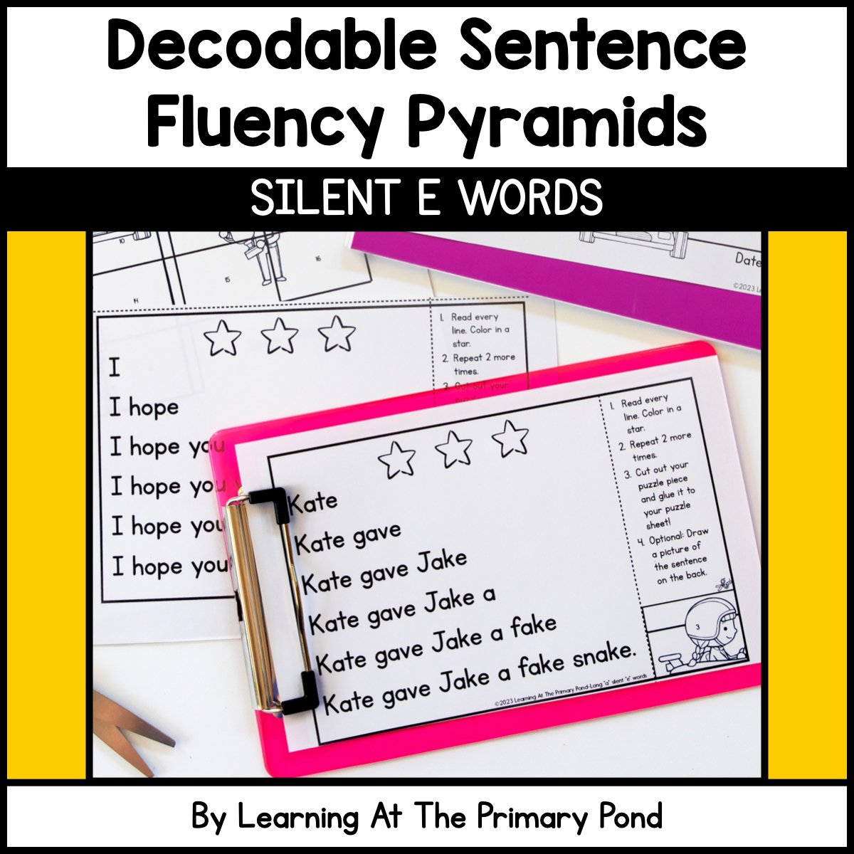 Decodable Sentence Fluency Pyramids | Silent E Set - learning-at-the-primary-pond
