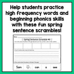 Decodable Sentence Scrambles for Kindergarten | Spring Theme - learning-at-the-primary-pond