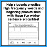 Decodable Sentence Scrambles for Kindergarten | Winter Theme - learning-at-the-primary-pond