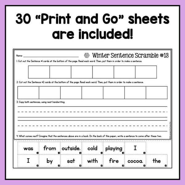 Decodable Sentence Scrambles for Second Grade | Winter Theme - learning-at-the-primary-pond