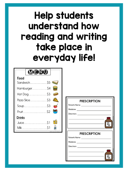 Dramatic Play Center Props for Kindergarten - learning-at-the-primary-pond