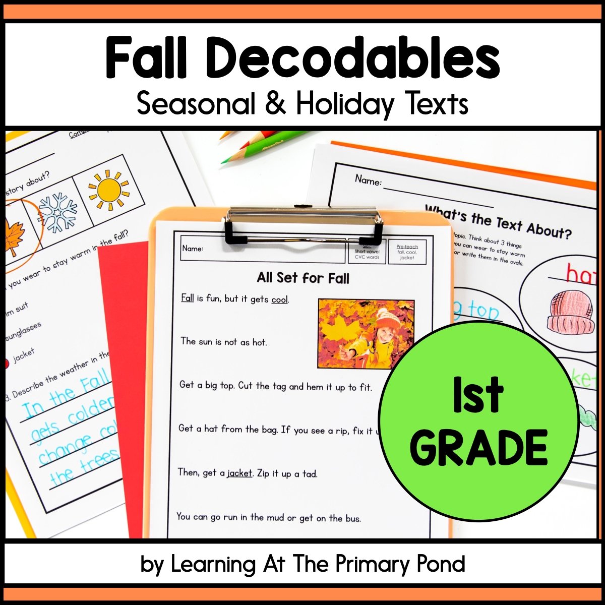 Fall Decodable Texts for 1st Grade | Passages on Fall and Fall Holidays - learning-at-the-primary-pond
