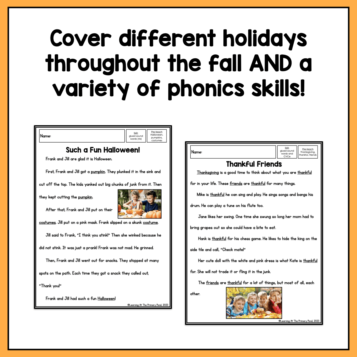 Fall Decodable Texts for 2nd Grade | Passages on Fall and Fall Holidays - learning-at-the-primary-pond