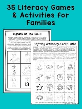 Family Literacy Games {Take-Home Reading Activities for Kindergarten} - learning-at-the-primary-pond