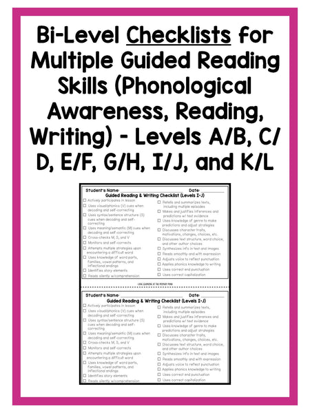 First Grade Guided Reading Checklists and Rubrics - learning-at-the-primary-pond
