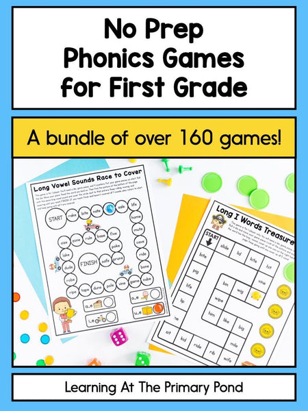 First Grade No-Prep Phonics Games Bundle - Sale - learning-at-the-primary-pond