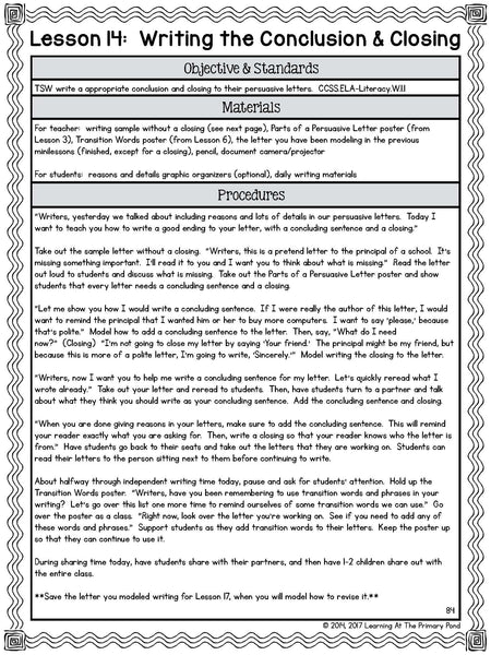 First Grade Persuasive Letter Writing Lessons {1st Grade Writing Workshop Unit 7} - learning-at-the-primary-pond