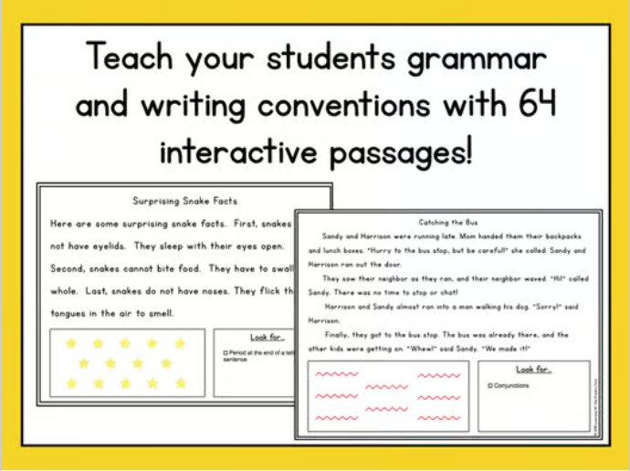 Grammar & Writing Conventions No-Prep Interactive Whiteboard Passages - learning-at-the-primary-pond