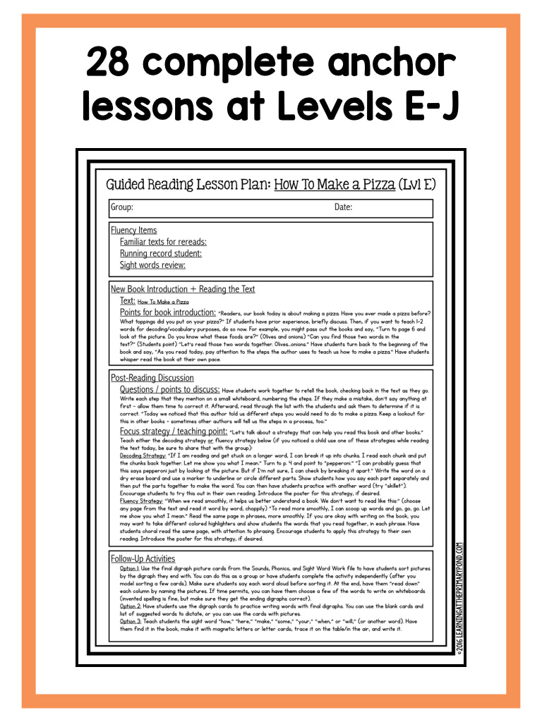 Guided Reading Activities and Lesson Plans - Levels E Through J BUNDLE - learning-at-the-primary-pond