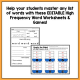 High Frequency Word Worksheets & Games BUNDLE | Editable Version - learning-at-the-primary-pond