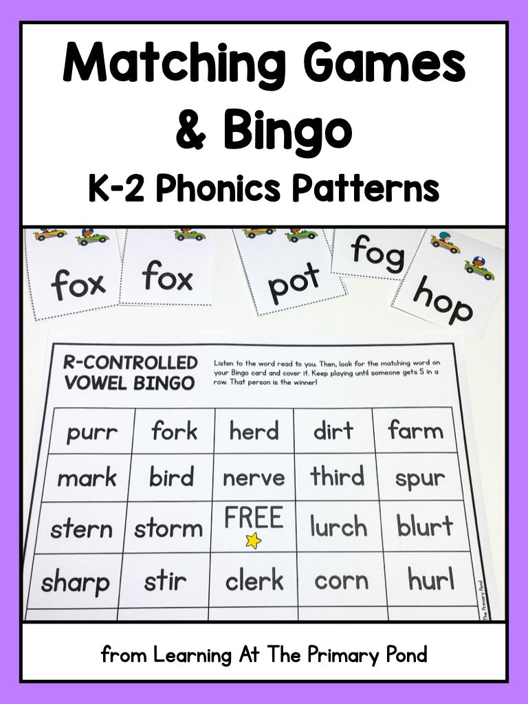 K-2 Phonics Patterns Matching Games & Bingo - learning-at-the-primary-pond