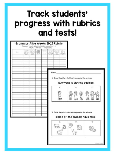 Kindergarten, First Grade, and Second Grade Grammar Alive Bundle - learning-at-the-primary-pond