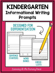 Kindergarten Informational Writing Prompts For Differentiation - learning-at-the-primary-pond