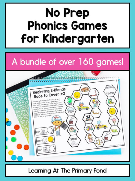 Kindergarten No-Prep Phonics Games Bundle - learning-at-the-primary-pond