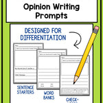 Kindergarten Opinion Writing Prompts for Differentiation - learning-at-the-primary-pond