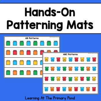 Pattern Block Mats and Linking Cube Mats for Practicing Making Patterns - learning-at-the-primary-pond