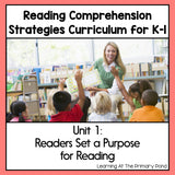Reading Comprehension Lesson Plans for K-1 {Unit 1: Setting a Purpose for Reading} - learning-at-the-primary-pond