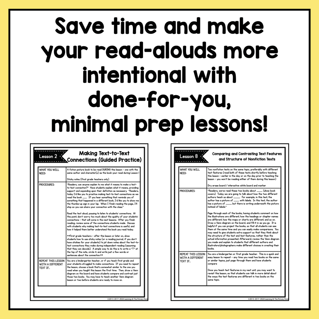 Reading Comprehension Lesson Plans for K-1 {Unit 5: Text to Text Conne ...