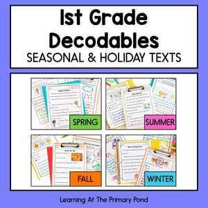 Seasonal Decodable Texts for 1st Grade | All Seasons and Holidays Bundle - learning-at-the-primary-pond
