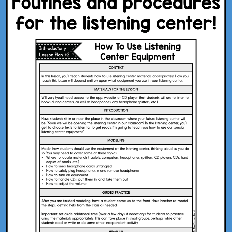 Second Grade Listening Center Supplementary Materials - learning-at-the-primary-pond