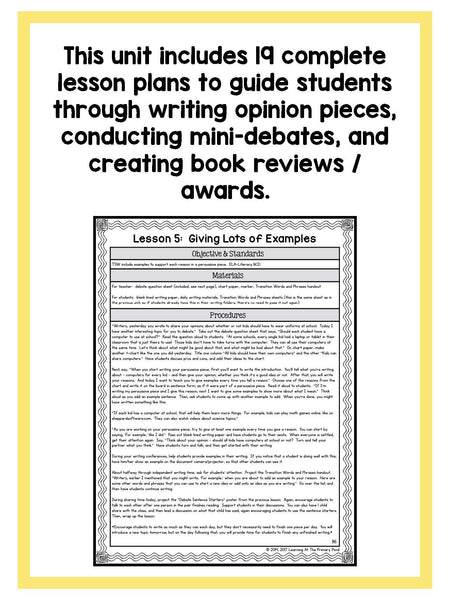 Second Grade Opinion Writing Lessons {2nd Grade Writing Workshop Unit 7} - learning-at-the-primary-pond