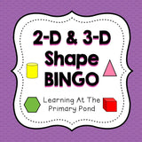 Shape Bingo (for 2-D and 3-D shapes) - learning-at-the-primary-pond