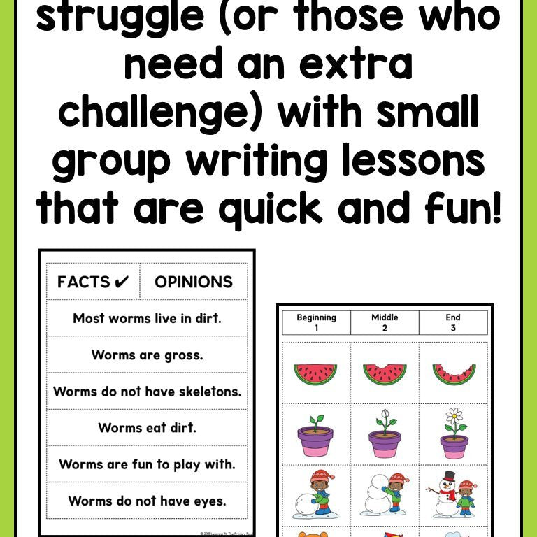 Small Group Writing Lessons for First Grade - BUNDLE - learning-at-the-primary-pond