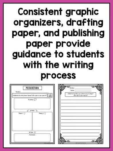 SPANISH Writing Prompts for 2nd - Informational, Narrative, & Opinion BUNDLE - learning-at-the-primary-pond