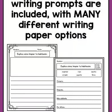 SPANISH Writing Prompts for First Grade Informational Writing - learning-at-the-primary-pond
