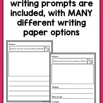 SPANISH Writing Prompts for Kindergarten Informational Writing - learning-at-the-primary-pond