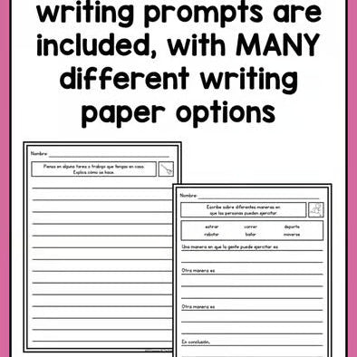 SPANISH Writing Prompts for Second Grade Informational Writing - learning-at-the-primary-pond
