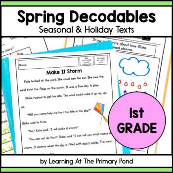 Spring Decodable Texts for First Grade | Passages on Spring and Spring Holidays - learning-at-the-primary-pond