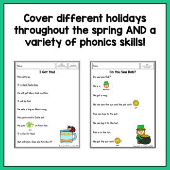 Spring Decodable Texts for Kindergarten | Passages on Spring and Spring Holidays - learning-at-the-primary-pond