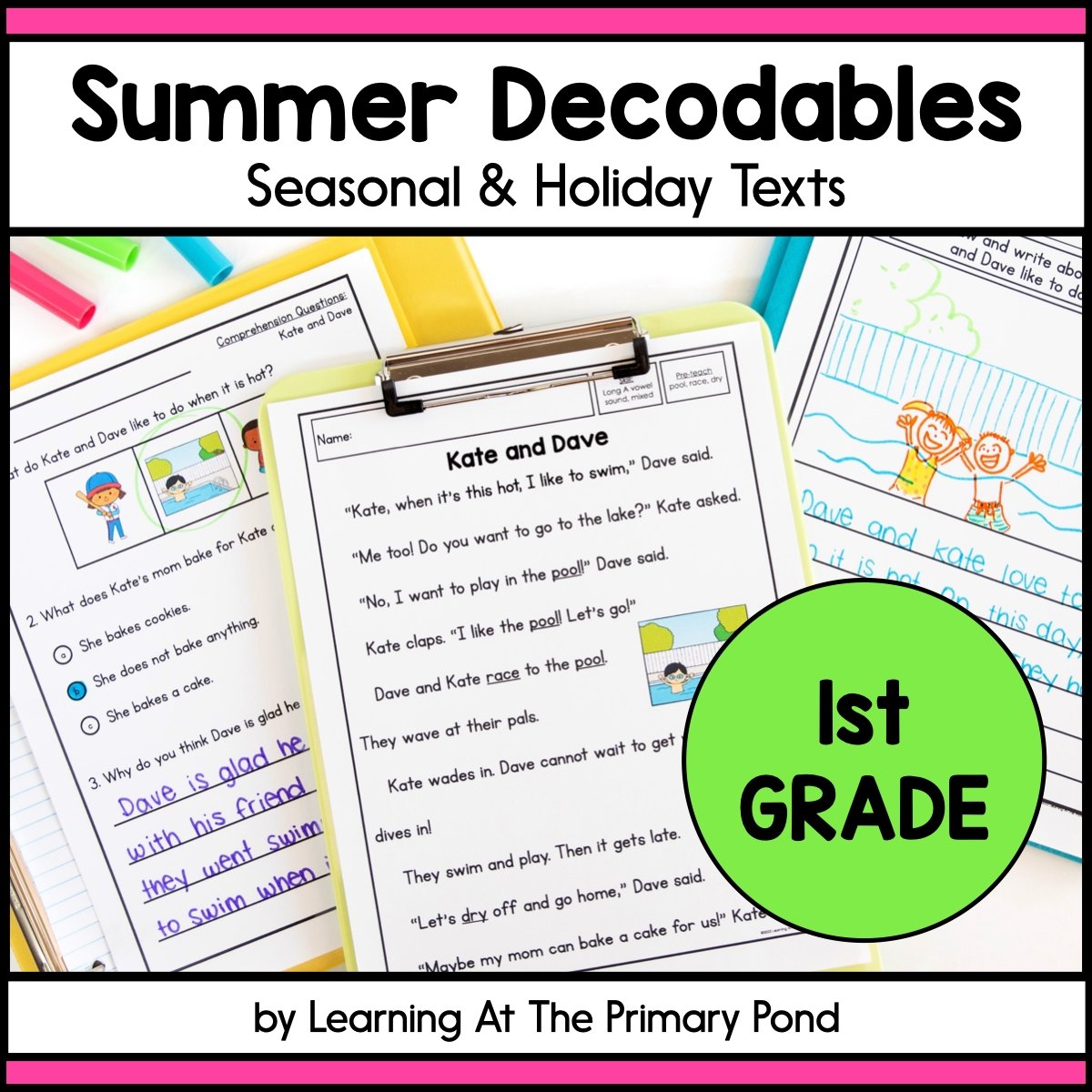 Text For First Grade Summer Decodable Texts for 1st Grade | Passages on Summer and Summer H ...