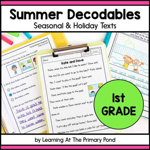 Summer Decodable Texts for 1st Grade | Passages on Summer and Summer Holidays - learning-at-the-primary-pond