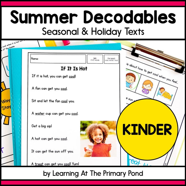 Summer Decodable Texts for Kindergarten | Passages on Summer and Summer Holidays - learning-at-the-primary-pond
