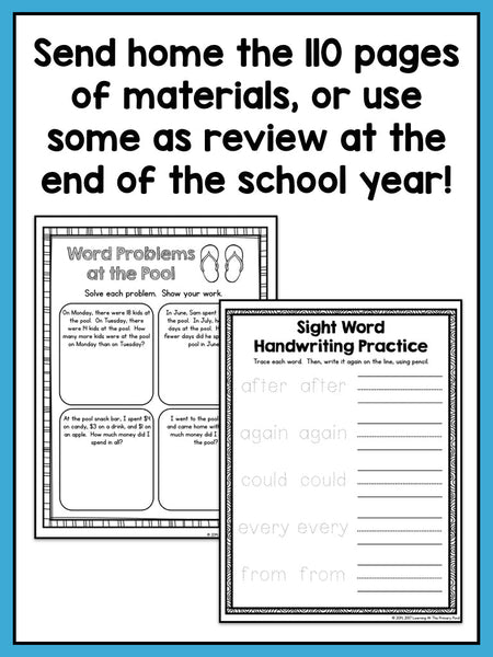 Summer Homework Packet for Rising Second Graders (who have completed 1st grade) - learning-at-the-primary-pond