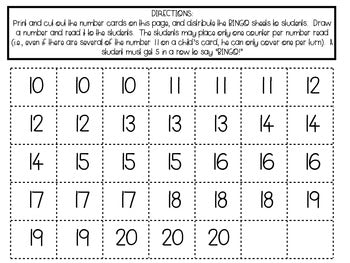 Teen Numbers Bingo {Numbers 10-20} - learning-at-the-primary-pond